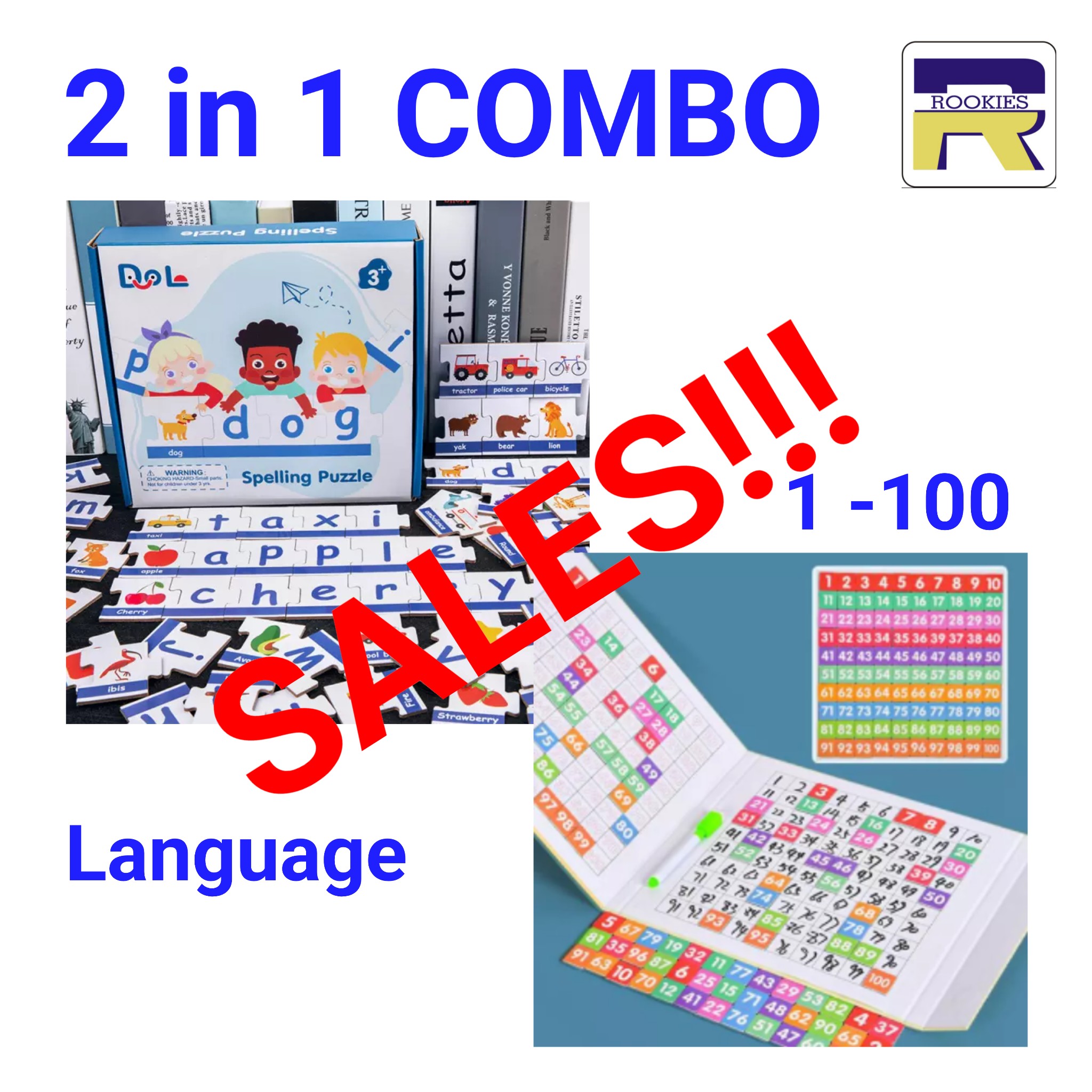 COMBO: SPELLING PUZZLE & 1 - 100 MAGNETIC